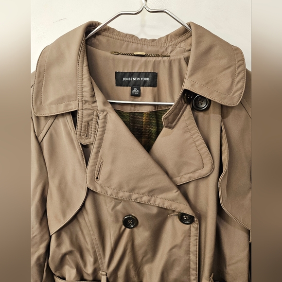 NWT - Jones New York Tan Mid Length Double Breasted Trench Coat - Size XL - Picture 7 of 12